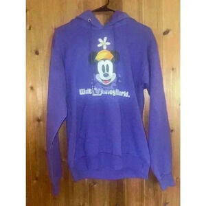 Rare Walt Disney World Purple Minnie Mouse Pullover Hoodie Size Small